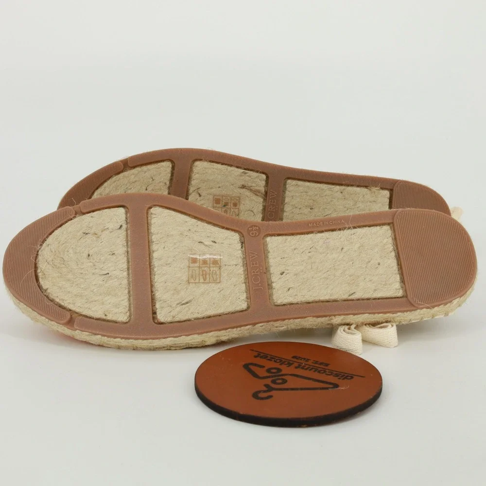J.Crew Printed Lace-Up D'Orsay Espadrille Sandals Orange Block Size 9.5 NIB Boho